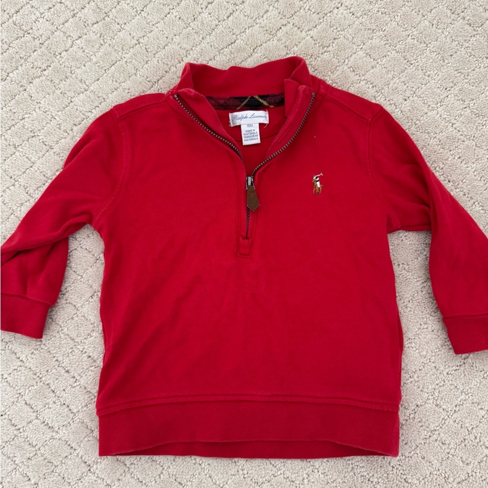 Ralph Lauren Boy’s Red Quarter-Zip Sweatshirt